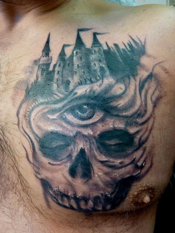 Castle skull by Mully Tattoos